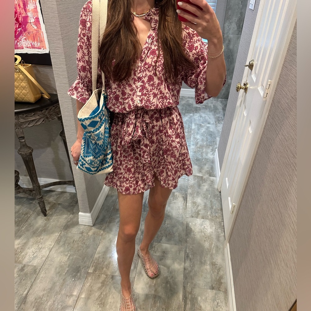Sundry Burgundy Floral Mini Dress - Picture 8 of 8